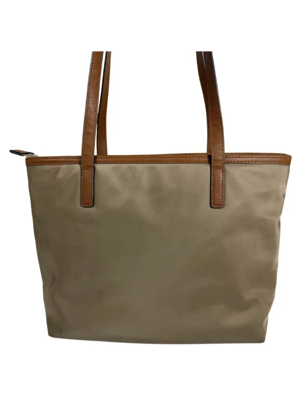 Michael Kors Montauk Khaki/Tan Nylon/Leather Tote Bag Shoulder Bag - Picture 3 of 13